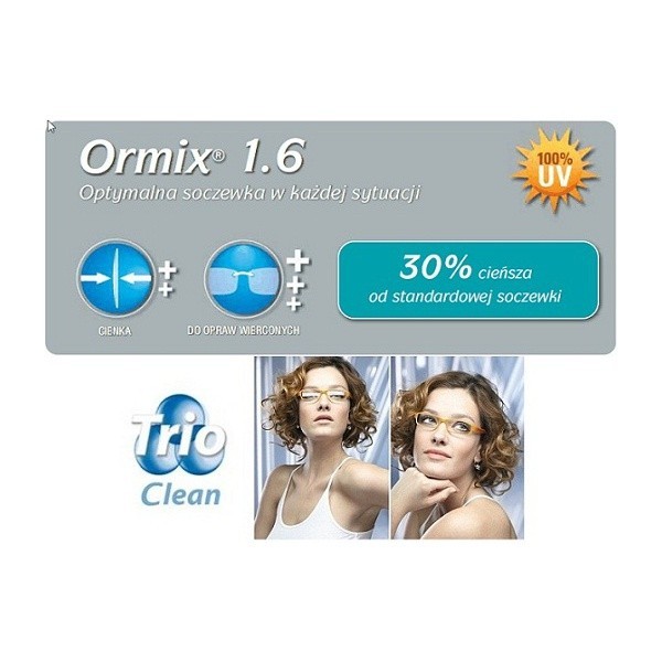 cienkie szkła korekcyjne z antyrefleksem Ormix Trio Clean