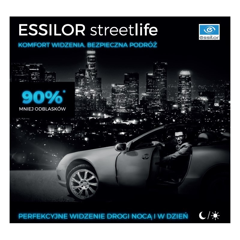 Cienkie szkła dla kierowców Essilor Streetlife ormix 1.6