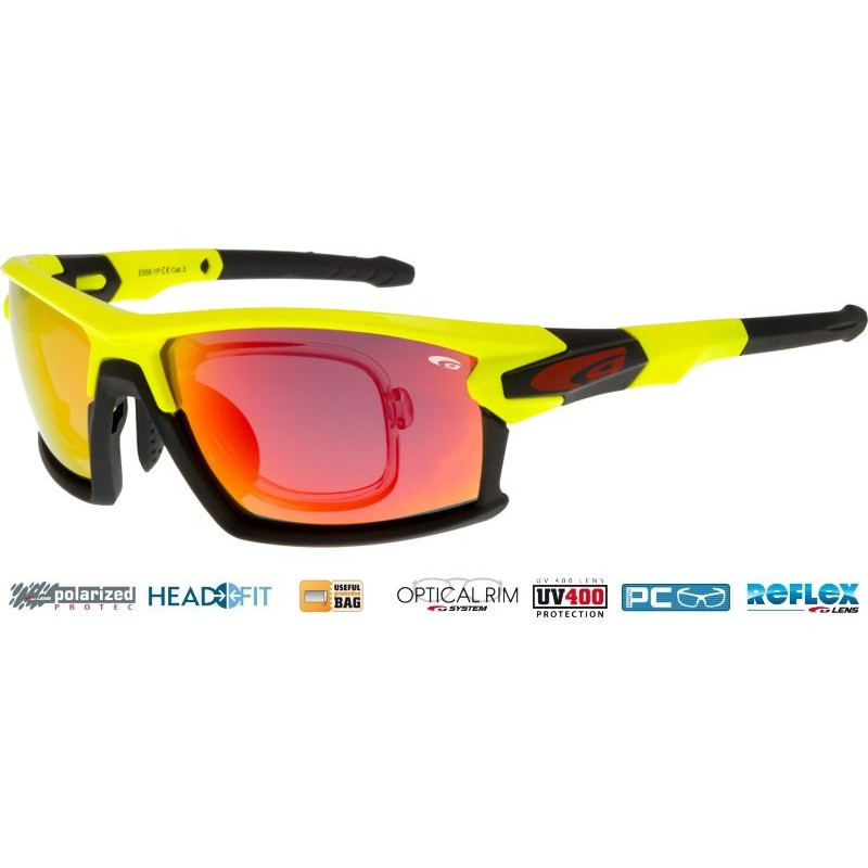 okulary sportowe korekcyjne outdoor'owe Goggle E558-1PR Tango czarno-żółte