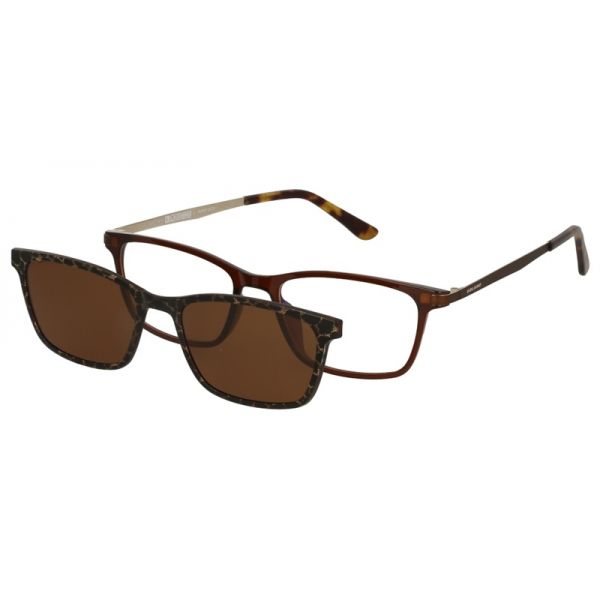damskie oprawki okulary korekcyjne z nakładką przeciwsłoneczną Solano CL 90102 E brązowe