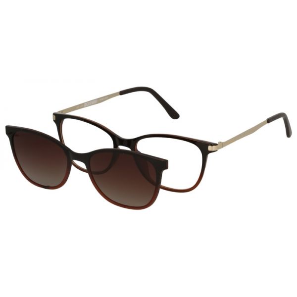 damskie oprawki okulary korekcyjne z nakładką przeciwsłoneczną Solano CL 90101 F brązowe