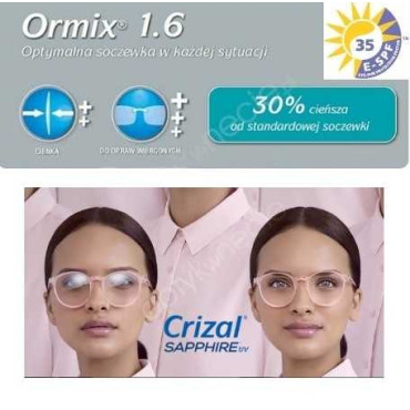 Ormix Crizal Sapphire UV cienkie szkła z antyrefleksem